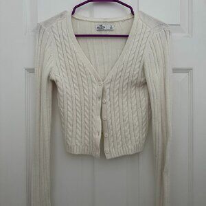 Hollister Cream Cable Knit Cropped Cardigan